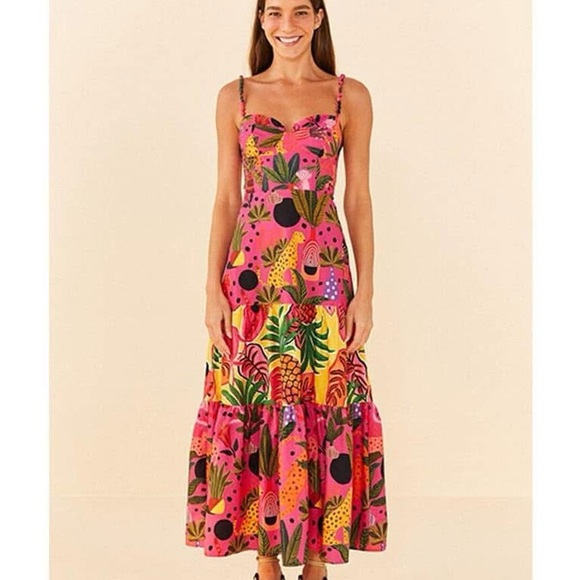 Farm Rio Pop Leopard Mixed Dress - Picture 3 of 5